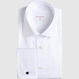 Classic Fit Twill Weiss Doppelmanschette