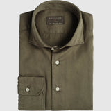 Classic Fit Olive Twill Gewaschen