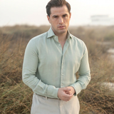 Classic Fit Khaki Leinen Gewaschen