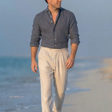 Classic Fit Leinen Dunkelblau