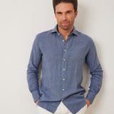 Classic Fit Leinen Dunkelblau