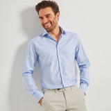 Classic Fit Blau Karo Wrinkle Free