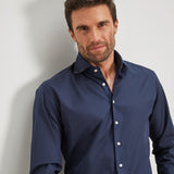 Classic Fit Gewaschen Popeline Navy