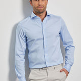 Slim Fit Stretch Feiner Streifen Blau