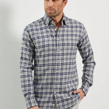 Classic Fit Flanell Grau Karo
