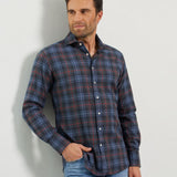 Classic Fit Flanell Navy/Rot Button Down Kragen
