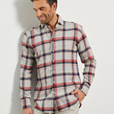 Classic Fit Flanell Rot/Grau Button Down Kragen