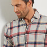 Classic Fit Flanell Rot/Grau Button Down Kragen